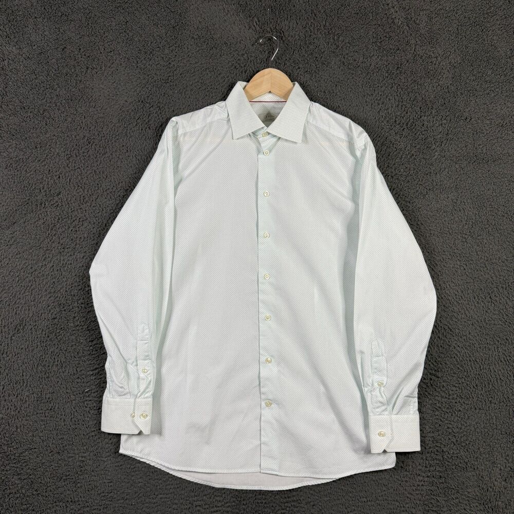 Eton Dress Shirt Mens 16 Blue Contemporary Fit Long Sleeve Button Up Formal